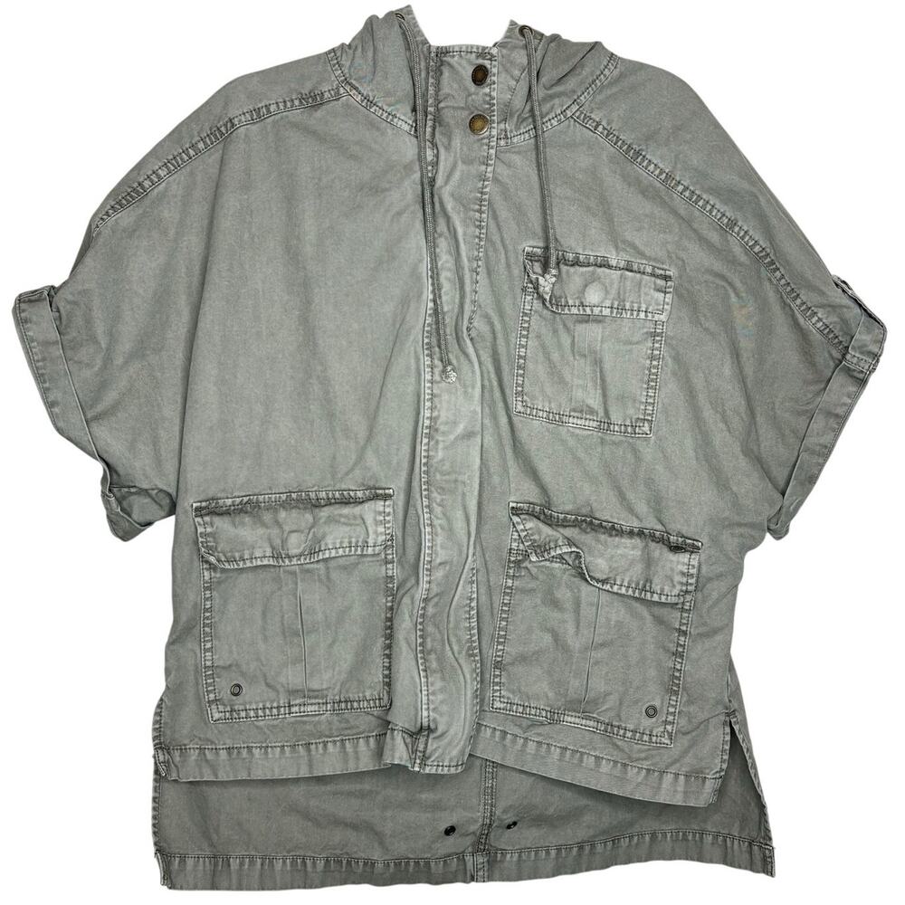 American Eagle Hooded Utility Cargo Jacket Oversized Olive Green Size XS